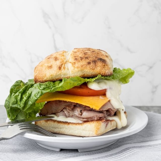 Roast Beef Cheddar Sandwich.